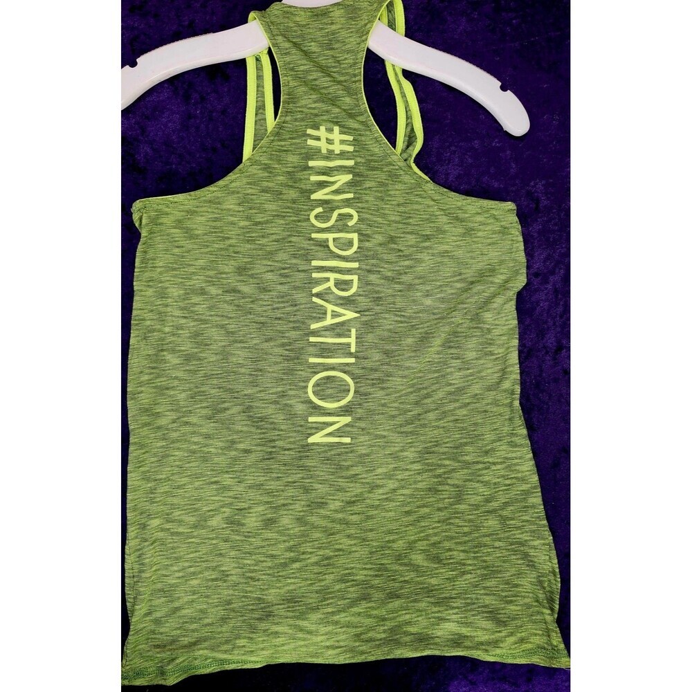 EVcR Womens Green Yellow Sleeveless Razorback Tank Top Cotton Size XL image 4